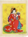 Daikoku Dieu la richesse personnifie par une courtisane du Shimabara Kyoto Japon 1952 japonais